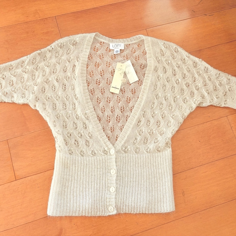 Ivory mohair/ wool Knit Cardigan
